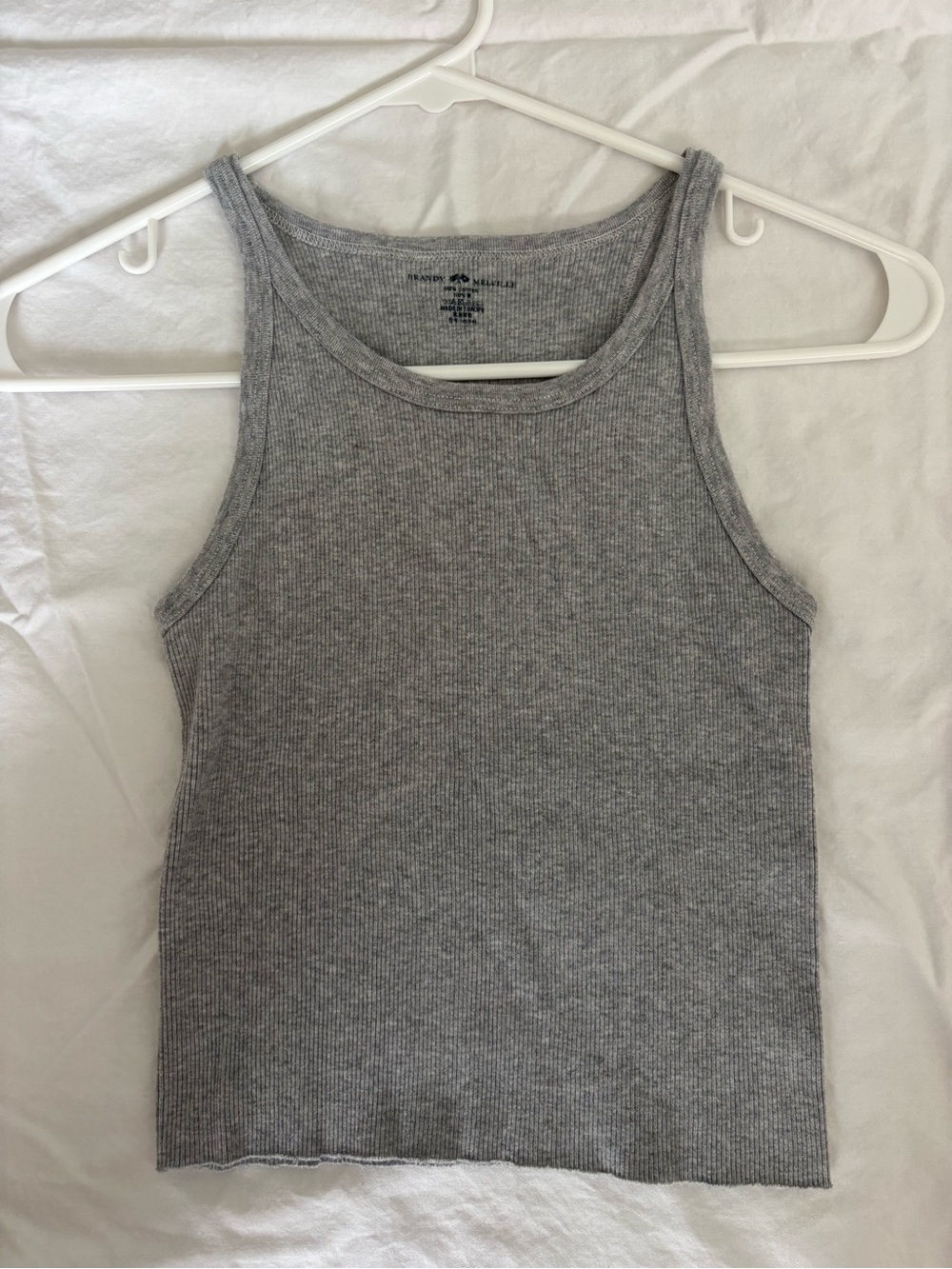 Brandy Melville Grey Ribbed Tank Top